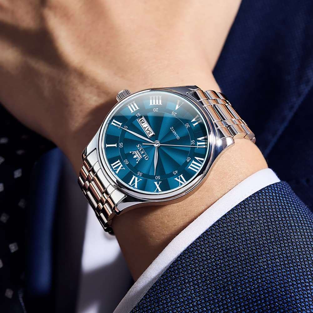 OLEVS 3663 Rosebud Roman Dial Day Date Quartz Watch For Men