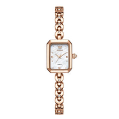 OLEVS 3665 Rectangular Mother of Pearl Jewelry Bracelet Watch For Women - Rose White Watch | Olevs Watch Store