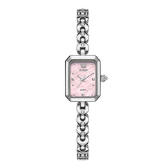 OLEVS 3665 Rectangular Mother of Pearl Jewelry Bracelet Watch For Women - Silver Pink Watch | Olevs Watch Store