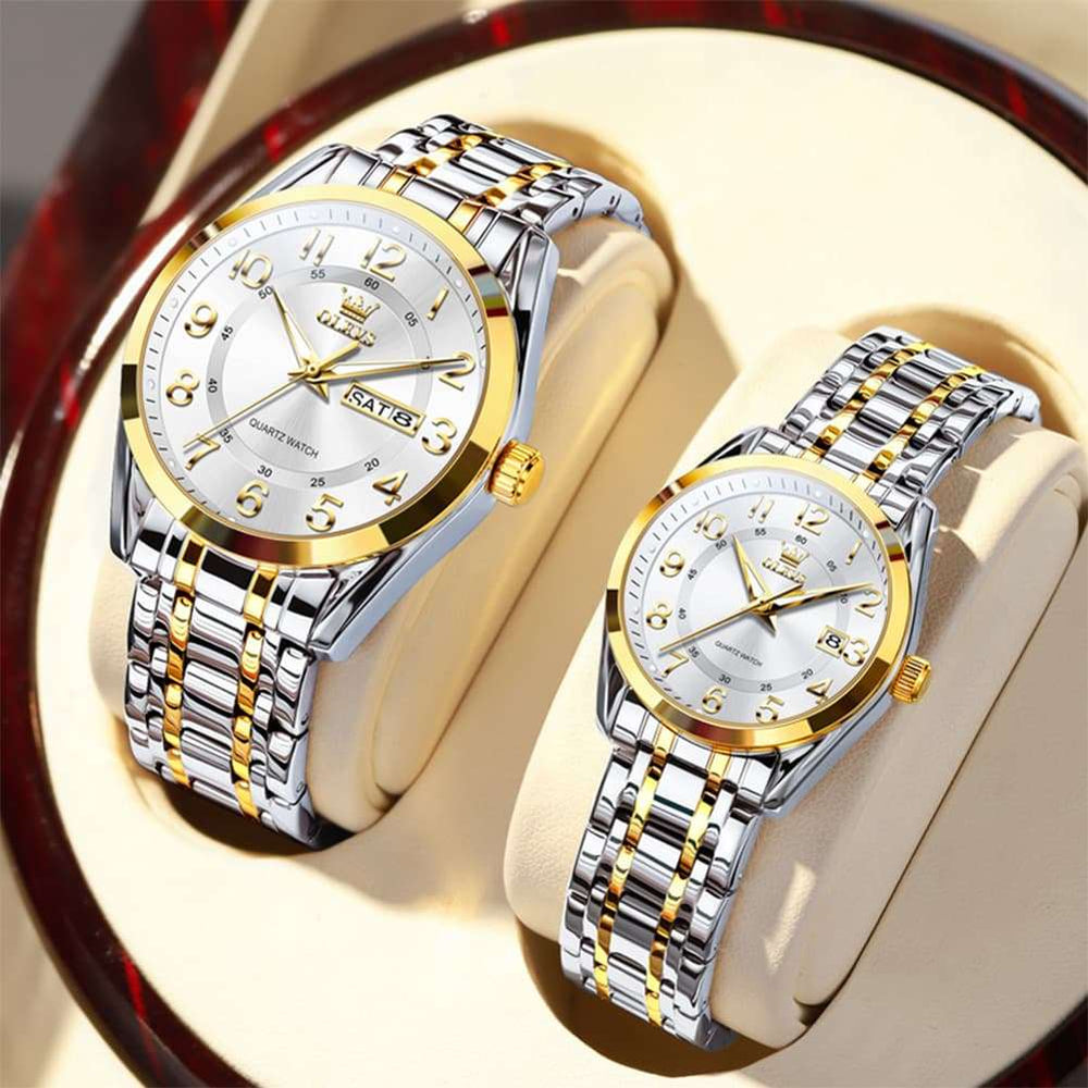 OLEVS 3666 Quartz Luminous Matching Watches For Couples