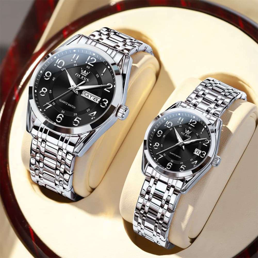 OLEVS 3666 Quartz Luminous Matching Watches For Couples