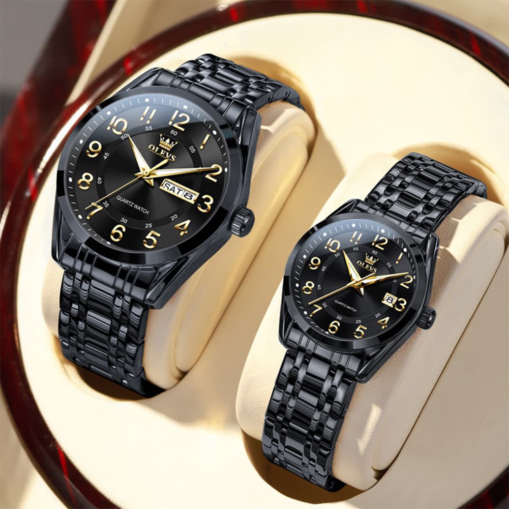 OLEVS 3666 Quartz Luminous Matching Watches For Couples - All Gold Watch | Olevs Watch Store