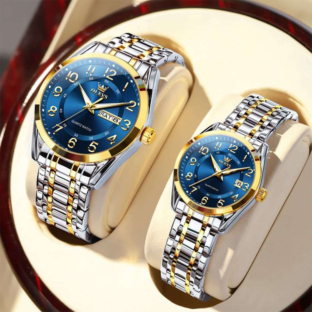 OLEVS 3666 Quartz Luminous Matching Watches For Couples