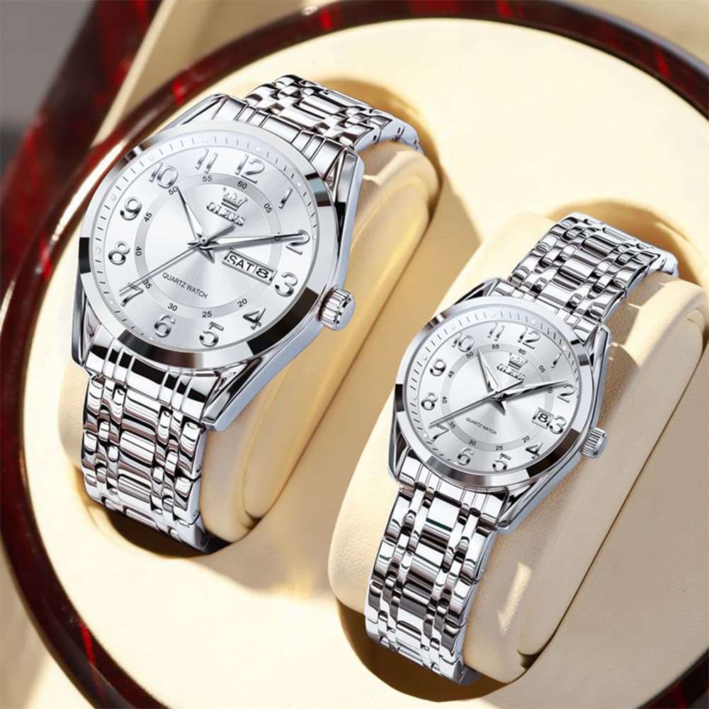 OLEVS 3666 Quartz Luminous Matching Watches For Couples