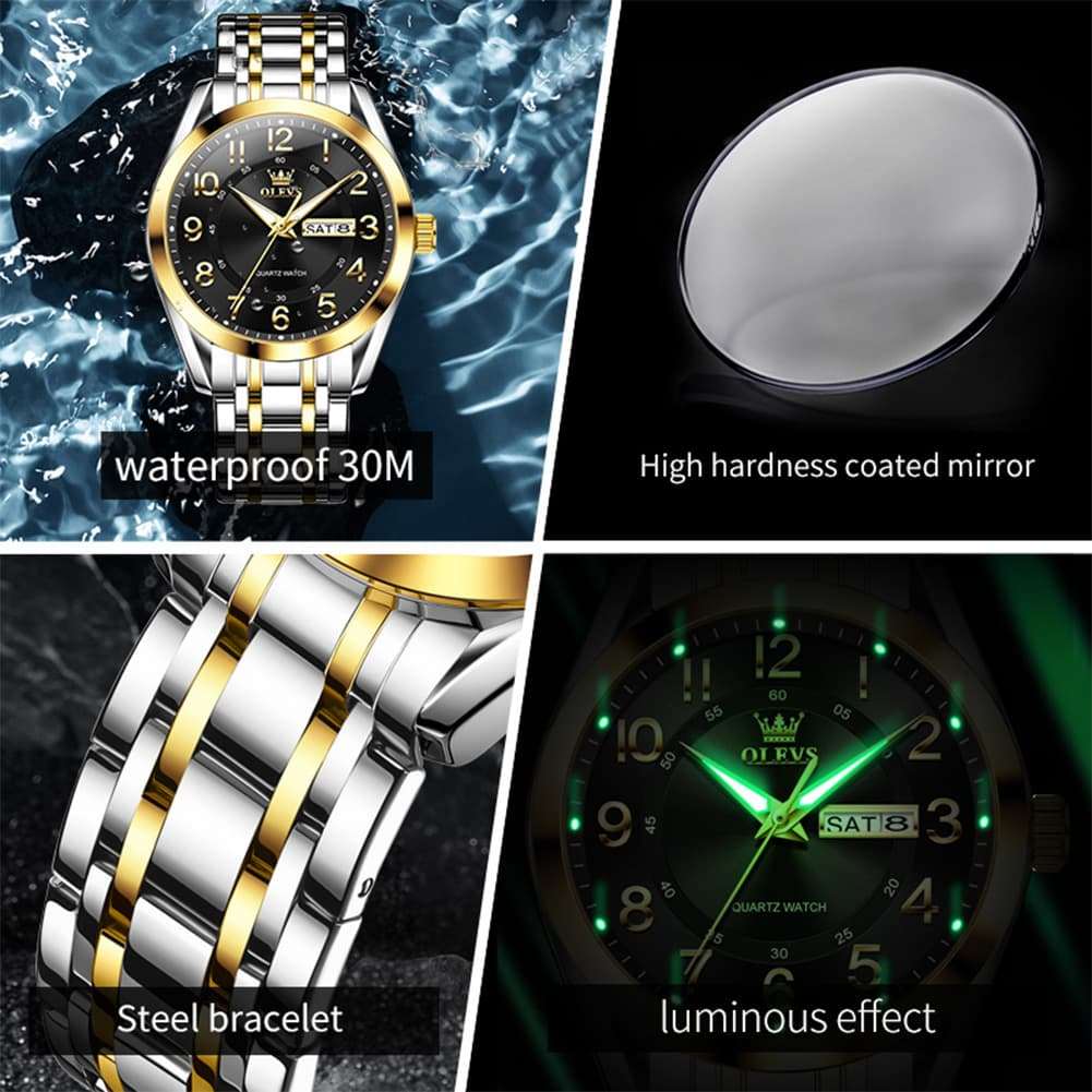 OLEVS 3666 Quartz Luminous Stainless Steel Watch For Men