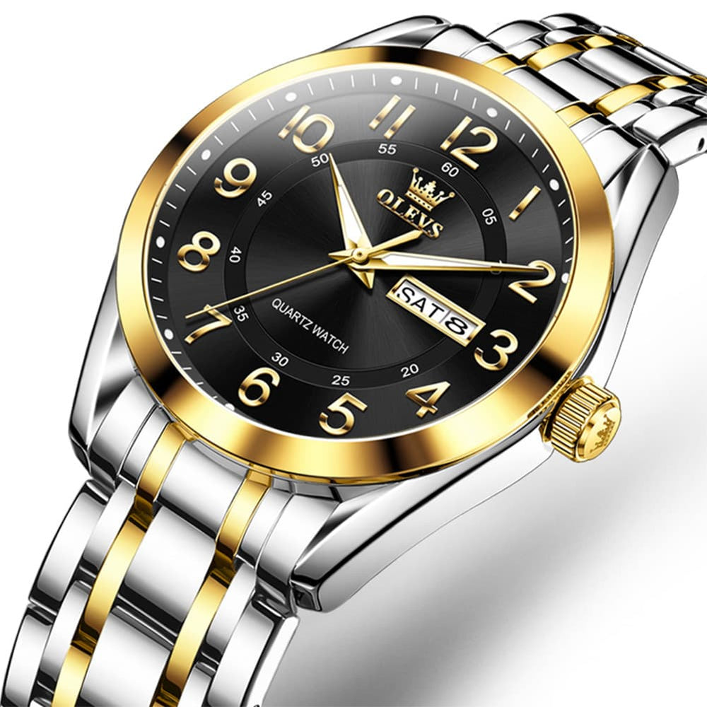 OLEVS 3666 Quartz Luminous Stainless Steel Watch For Men - All Gold Watch | Olevs Watch Store