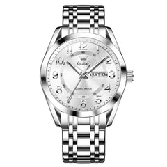 OLEVS 3666 Quartz Luminous Stainless Steel Watch For Men - Silver White Watch | Olevs Watch Store