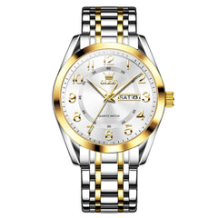 OLEVS 3666 Quartz Luminous Stainless Steel Watch For Men - Two Tone White Watch | Olevs Watch Store