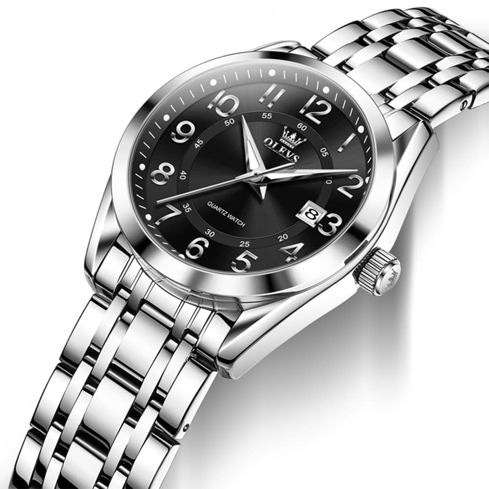 OLEVS 3666 Quartz Luminous Stainless Steel Watch For Women - All Black Watch | Olevs Watch Store