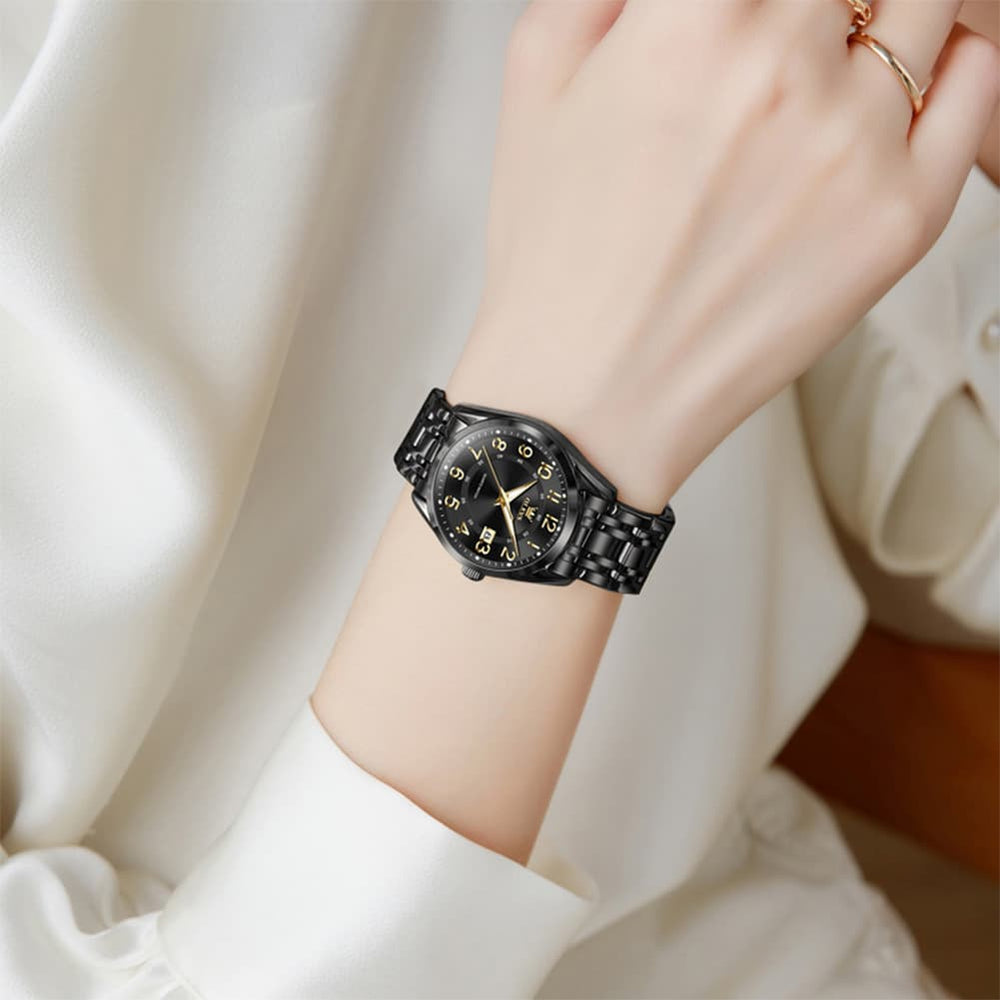 OLEVS 3666 Quartz Luminous Stainless Steel Watch For Women - All Gold Watch | Olevs Watch Store