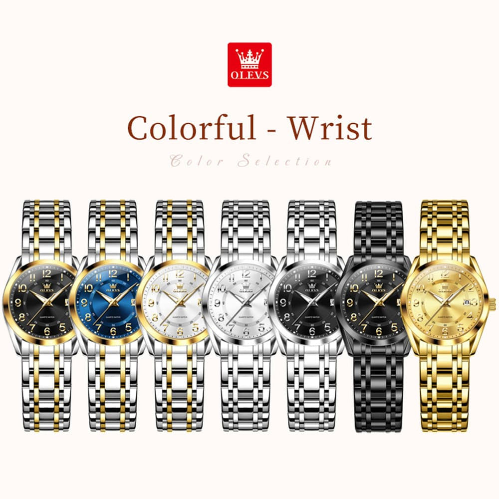 OLEVS 3666 Quartz Luminous Stainless Steel Watch For Women - All Gold Watch | Olevs Watch Store