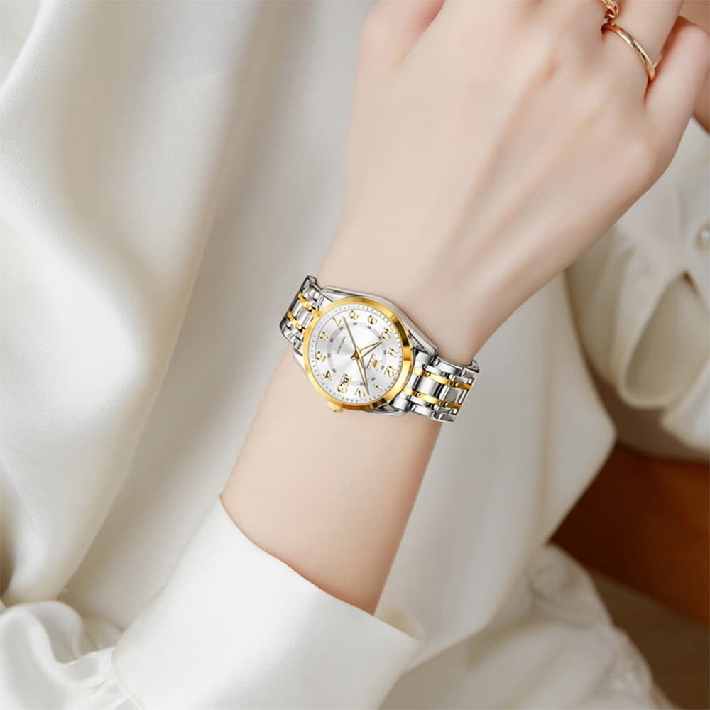 OLEVS 3666 Quartz Luminous Stainless Steel Watch For Women - All Gold Watch | Olevs Watch Store