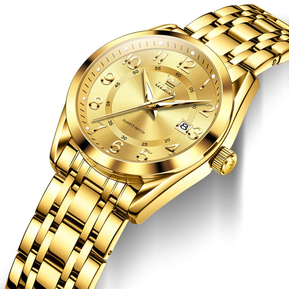 OLEVS 3666 Quartz Luminous Stainless Steel Watch For Women - All Gold Watch | Olevs Watch Store