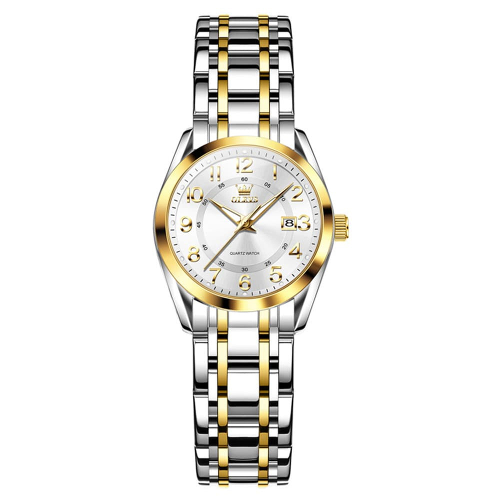 OLEVS 3666 Quartz Luminous Stainless Steel Watch For Women - All Gold Watch | Olevs Watch Store