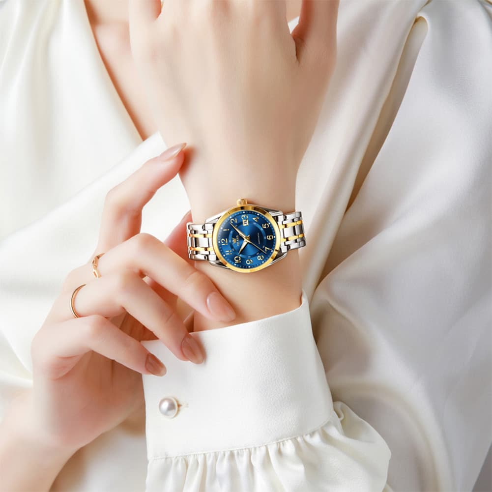 OLEVS 3666 Quartz Luminous Stainless Steel Watch For Women - All Gold Watch | Olevs Watch Store