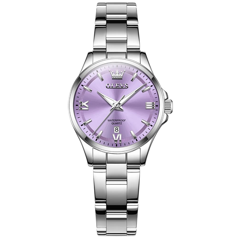 OLEVS 3668 Quartz Pastel Stainless Steel Watch For Women - Lavender Purple Watch | Olevs Watch Store
