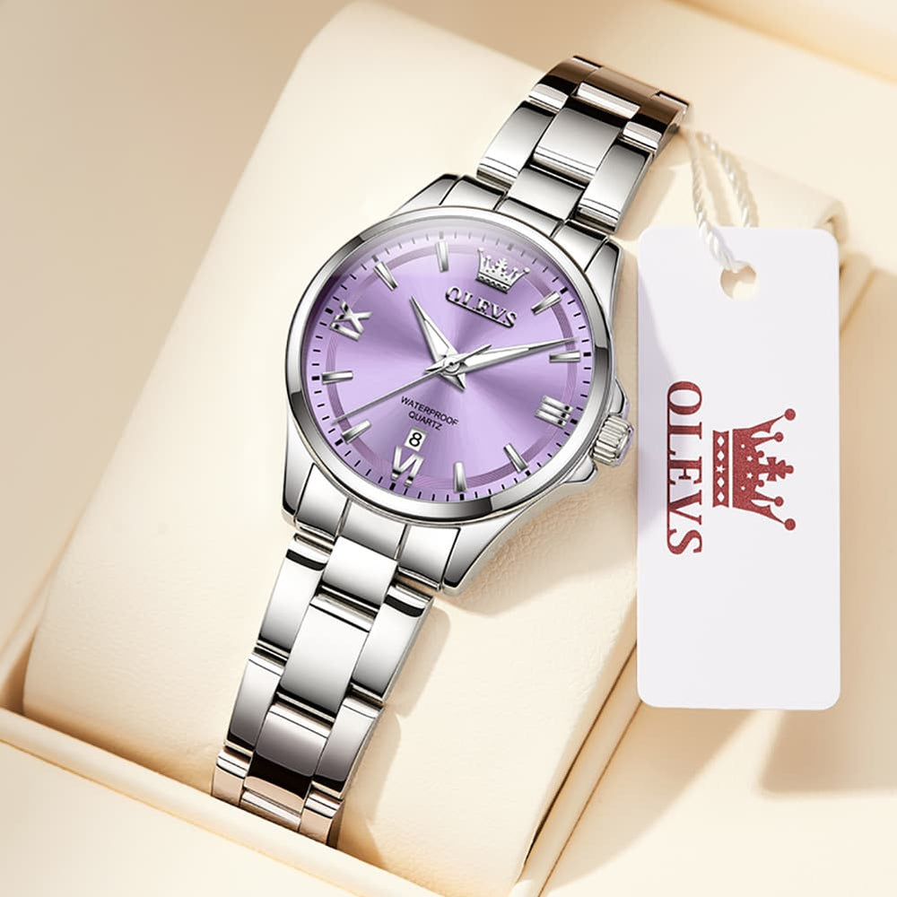 OLEVS 3668 Quartz Pastel Stainless Steel Watch For Women - Lavender Purple Watch | Olevs Watch Store