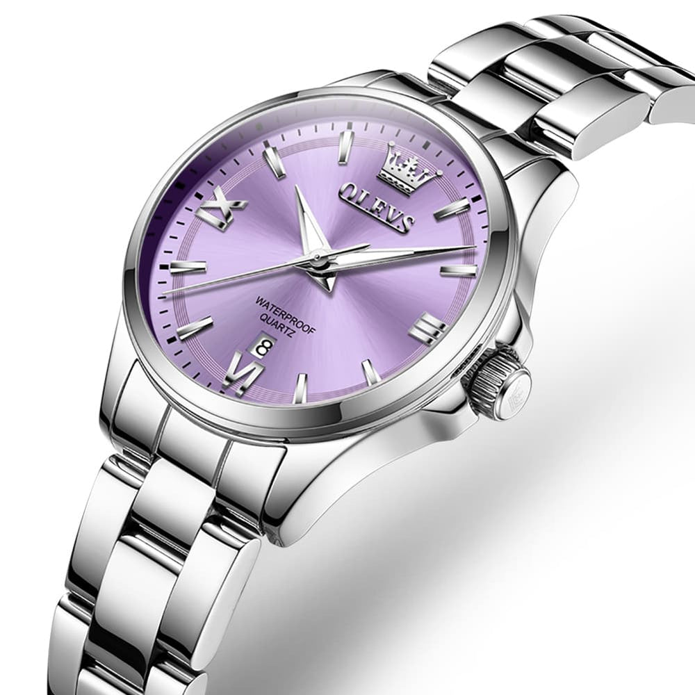OLEVS 3668 Quartz Pastel Stainless Steel Watch For Women - Lavender Purple Watch | Olevs Watch Store