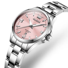 OLEVS 3668 Quartz Pastel Stainless Steel Watch For Women - Pastel Pink Watch | Olevs Watch Store