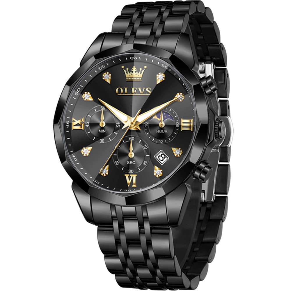 OLEVS 3670 Quartz Moon Phase Chronograph Watch For Men - Two Tone White Watch | Olevs Watch Store