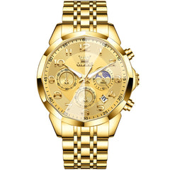 OLEVS 3676 Quartz 3D Rhombic Chronograph Watch For Men - All Gold Watch | Olevs Watch Store