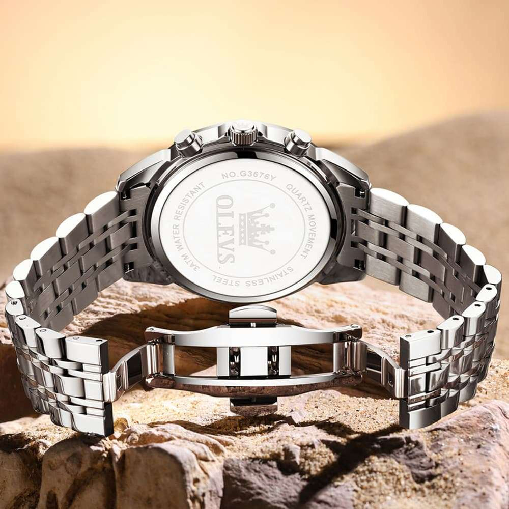 OLEVS 3676 Quartz 3D Rhombic Chronograph Watch For Men