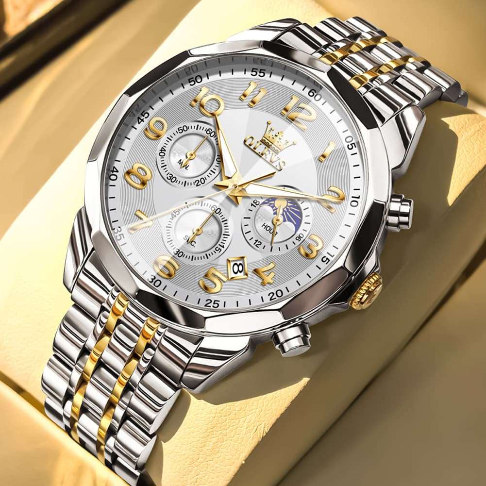 OLEVS 3676 Quartz 3D Rhombic Chronograph Watch For Men