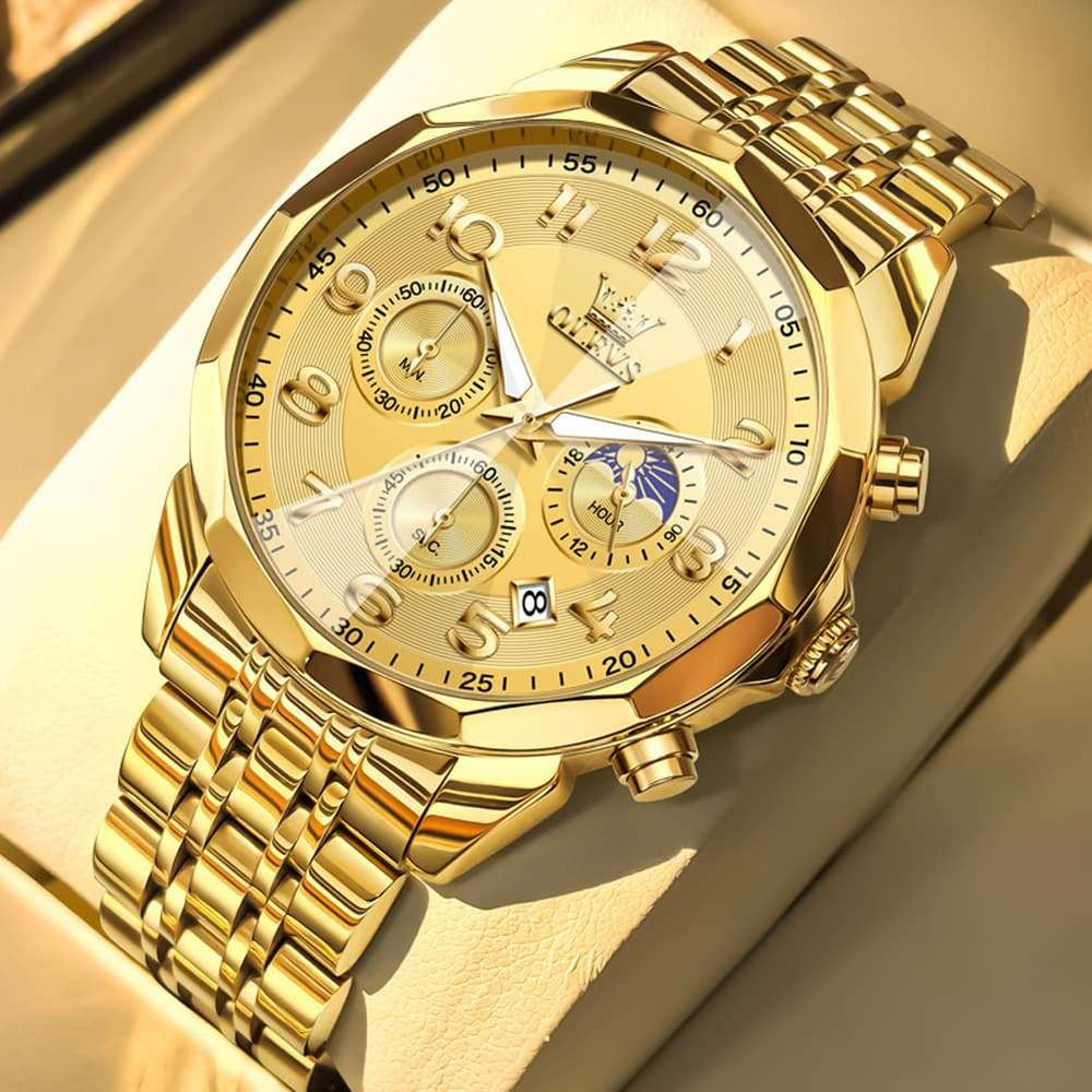 OLEVS 3676 Quartz 3D Rhombic Chronograph Watch For Men