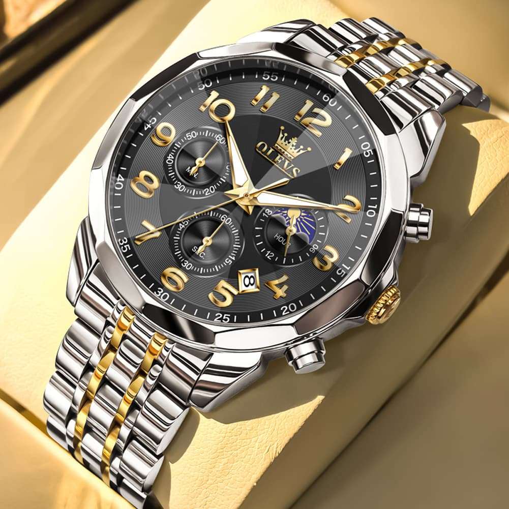 OLEVS 3676 Quartz 3D Rhombic Chronograph Watch For Men