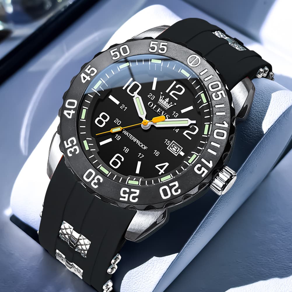 OLEVS 3688 Sport Silicone Quartz Luminous Mens Watch - All Blue Watch | Olevs Watch Store
