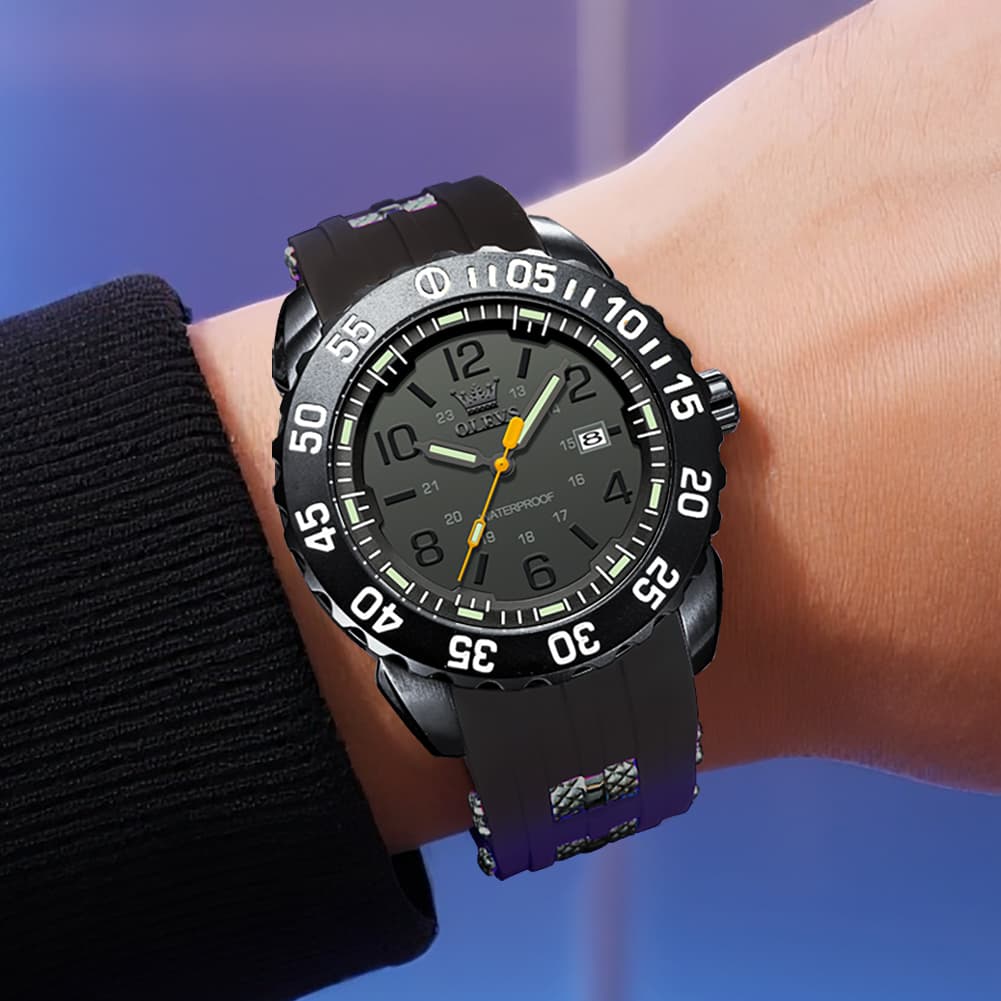 OLEVS 3688 Sport Silicone Quartz Luminous Mens Watch - All Blue Watch | Olevs Watch Store