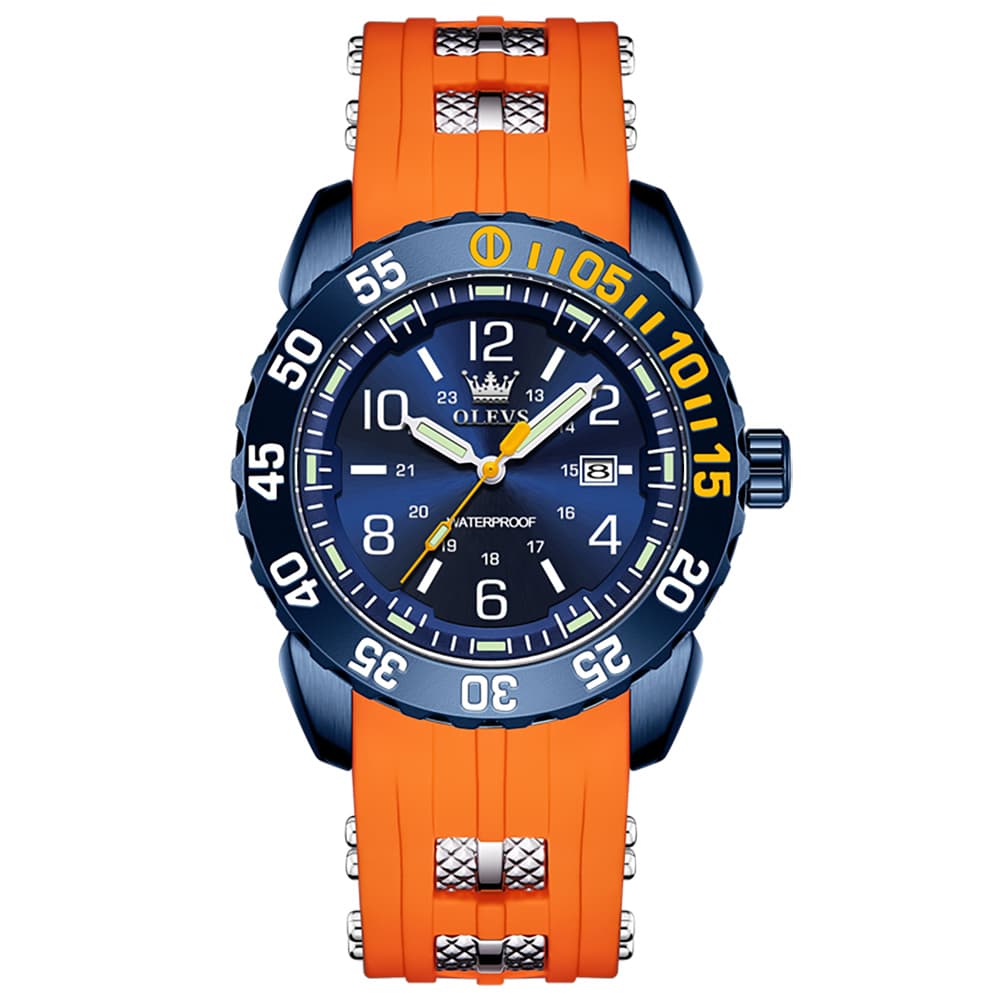 OLEVS 3688 Sport Silicone Quartz Luminous Mens Watch - All Blue Watch | Olevs Watch Store