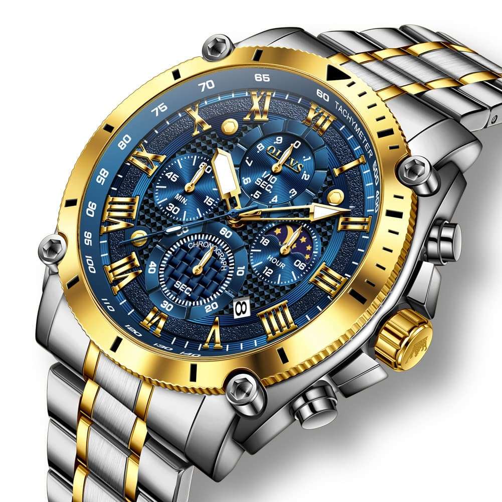 OLEVS 3689 Luxury Chronograph Moon Phase Quartz Watch for Men