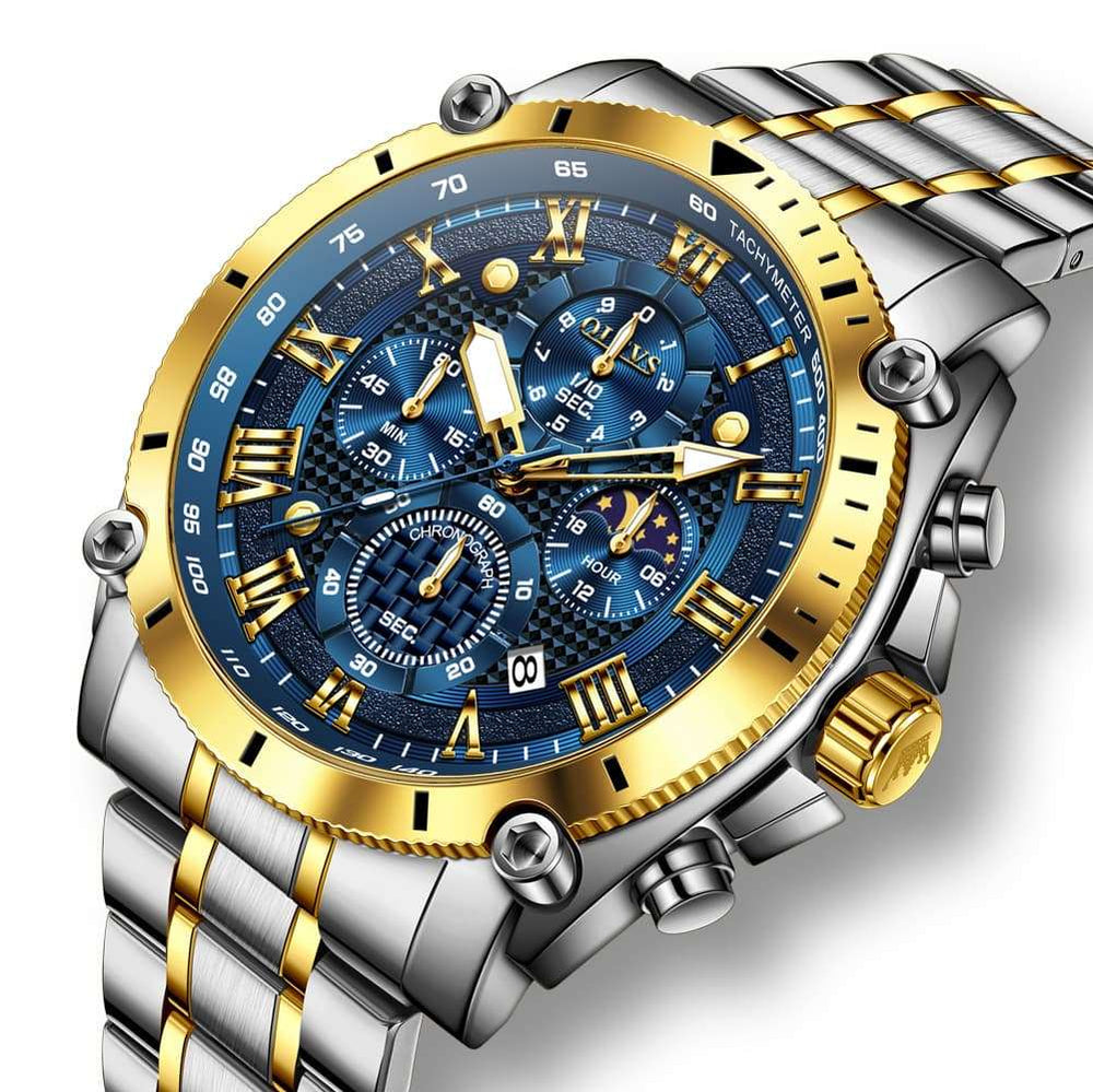 OLEVS 3689 Luxury Chronograph Moon Phase Quartz Watch for Men