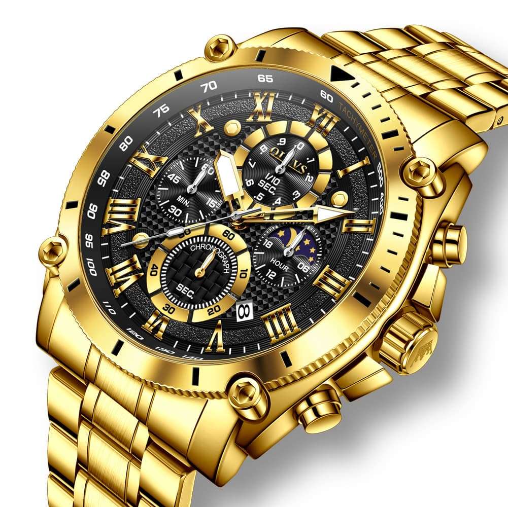 OLEVS 3689 Luxury Chronograph Moon Phase Quartz Watch for Men
