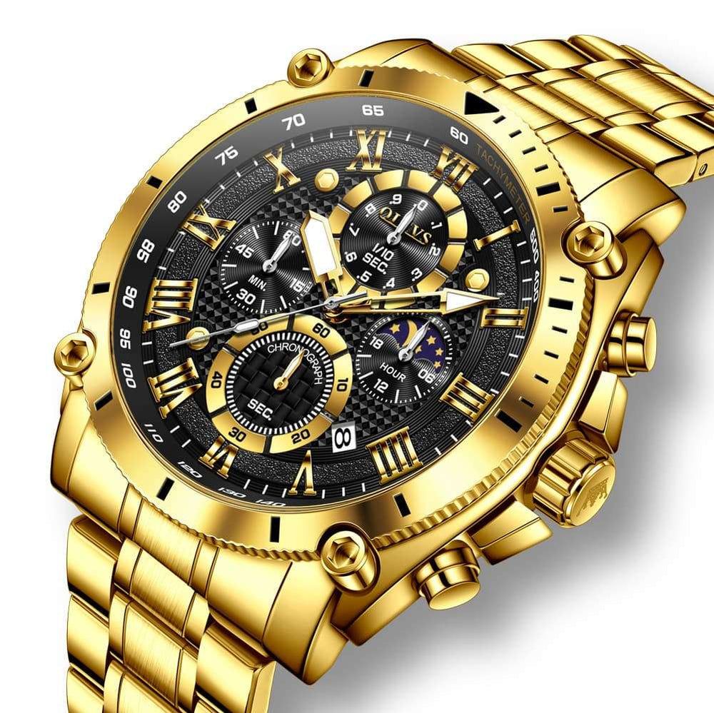 OLEVS 3689 Luxury Chronograph Moon Phase Quartz Watch for Men