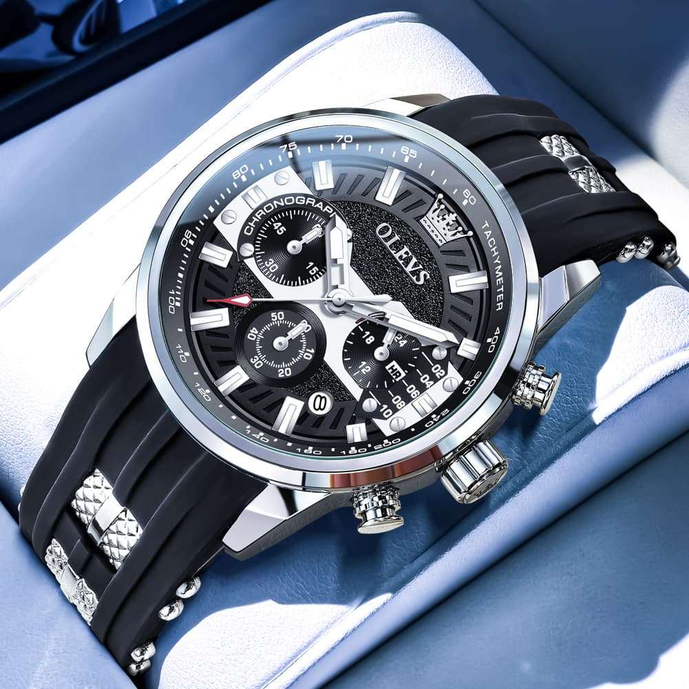 OLEVS 3690 Chronograph Silicone Mens Watch Multifunctional