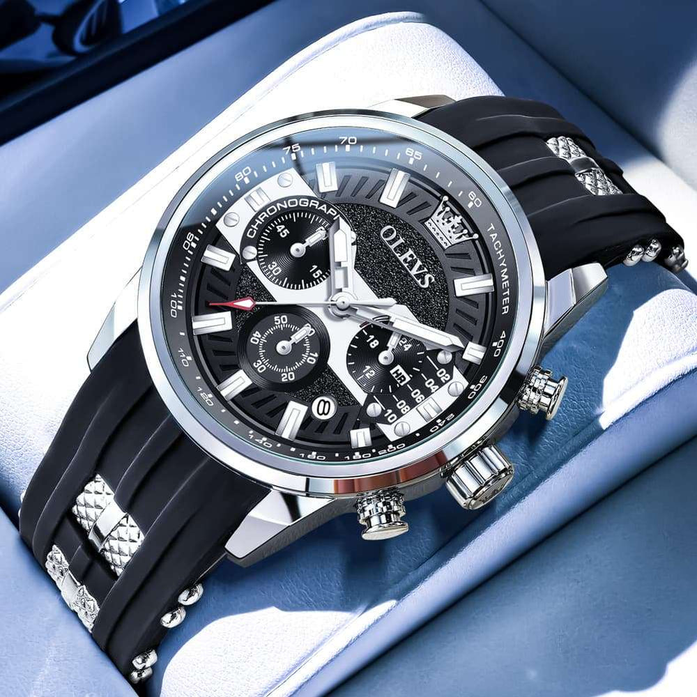 OLEVS 3690 Chronograph Silicone Mens Watch Multifunctional