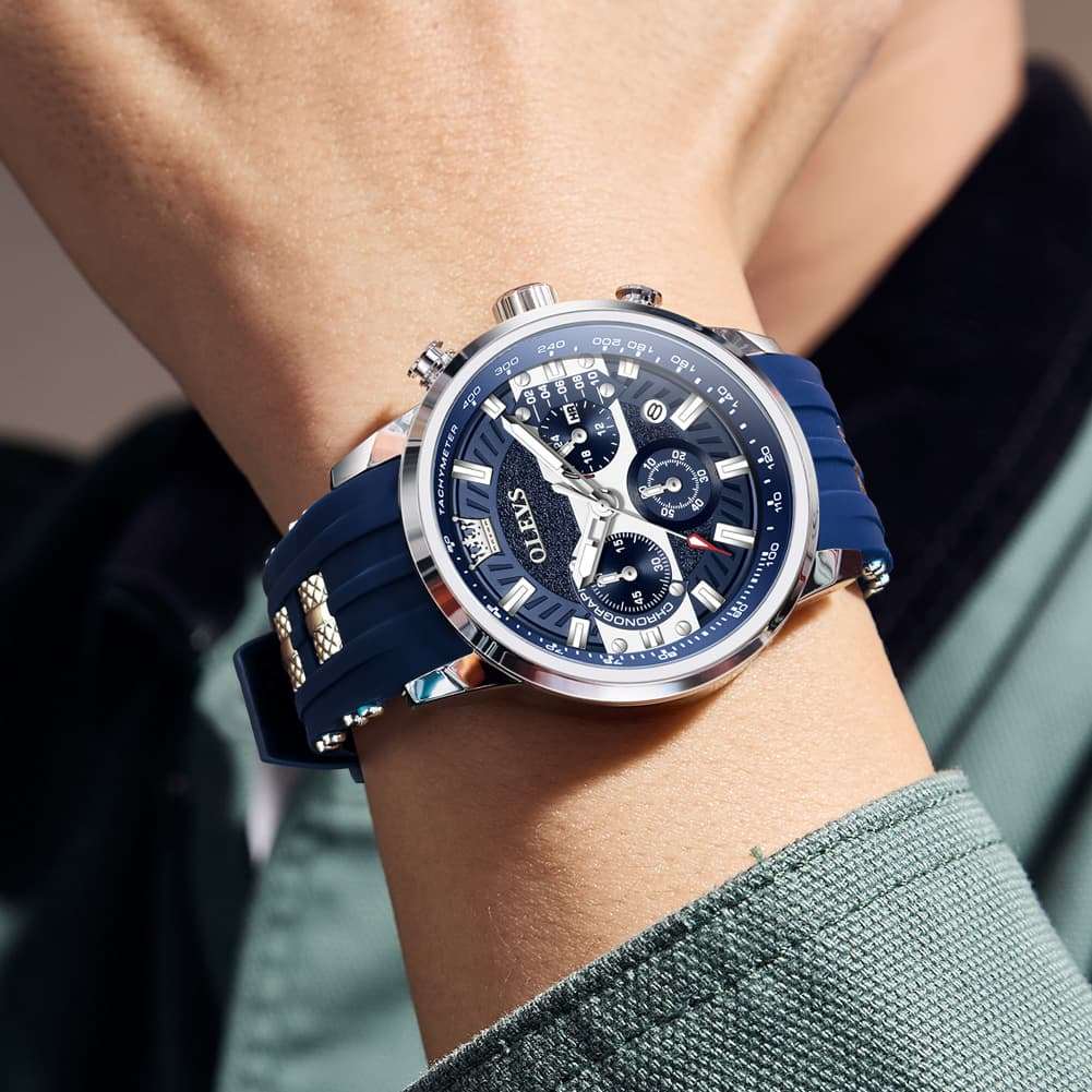 OLEVS 3690 Chronograph Silicone Mens Watch Multifunctional