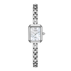 OLEVS 3691 Petite Rectangle Quartz Womens Watch Stainless Steel - Silver White Watch | Olevs Watch Store