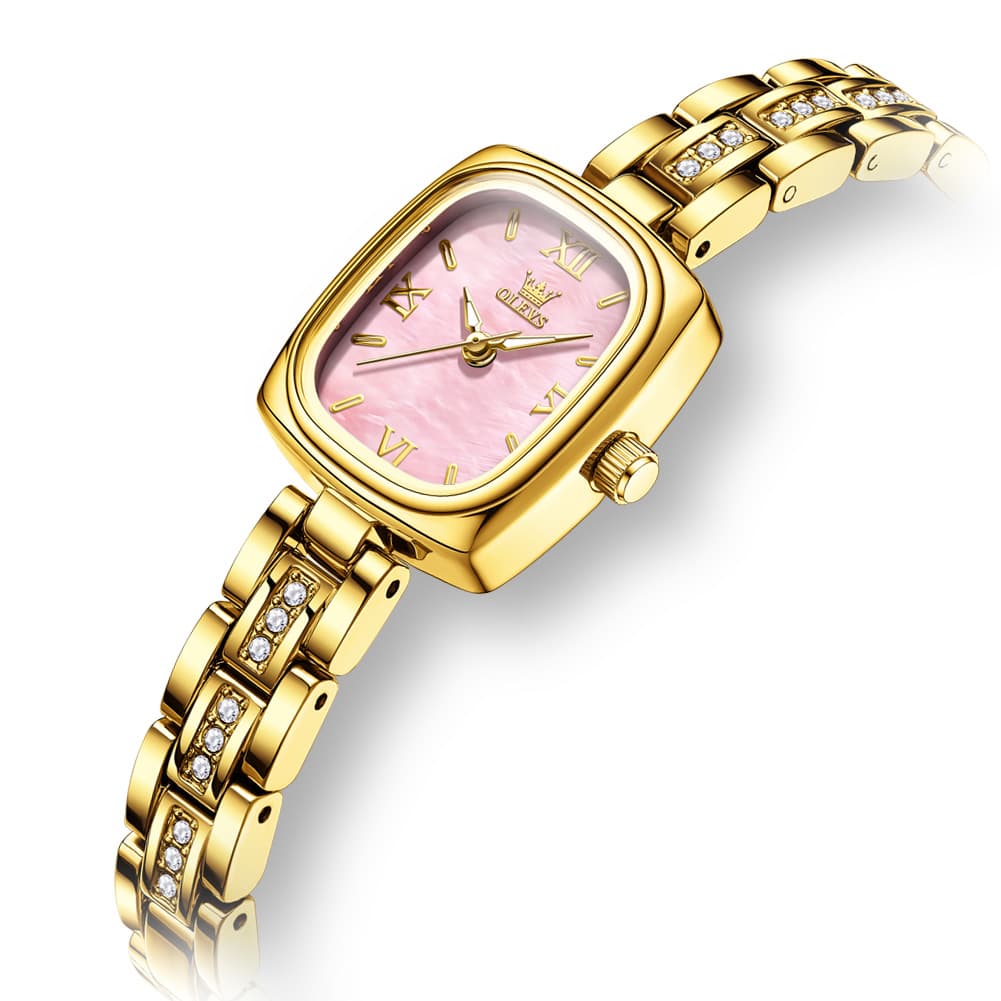 OLEVS 3695 Petite Crystal Bracelet Quartz Womens Watch - Rose Pink Watch | Olevs Watch Store