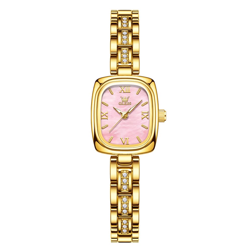OLEVS 3695 Petite Crystal Bracelet Quartz Womens Watch - Rose Pink Watch | Olevs Watch Store