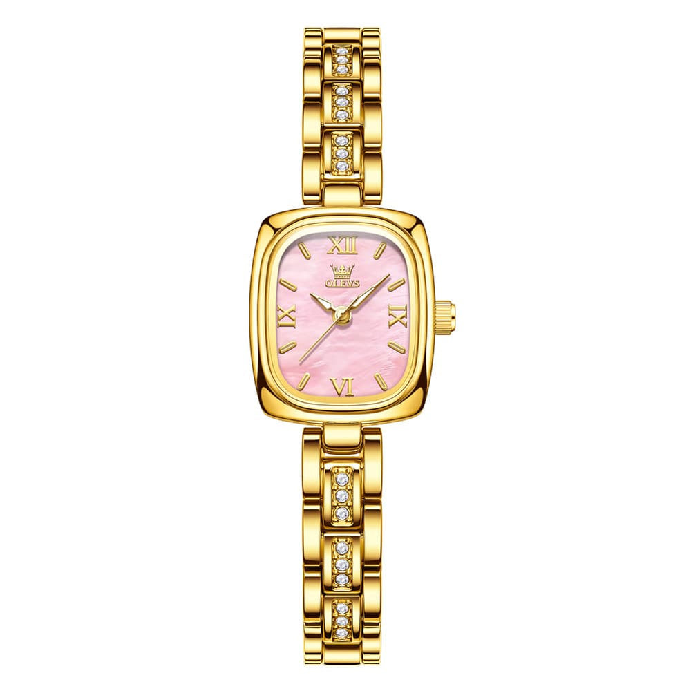 OLEVS 3695 Petite Crystal Bracelet Quartz Womens Watch - Rose Pink Watch | Olevs Watch Store