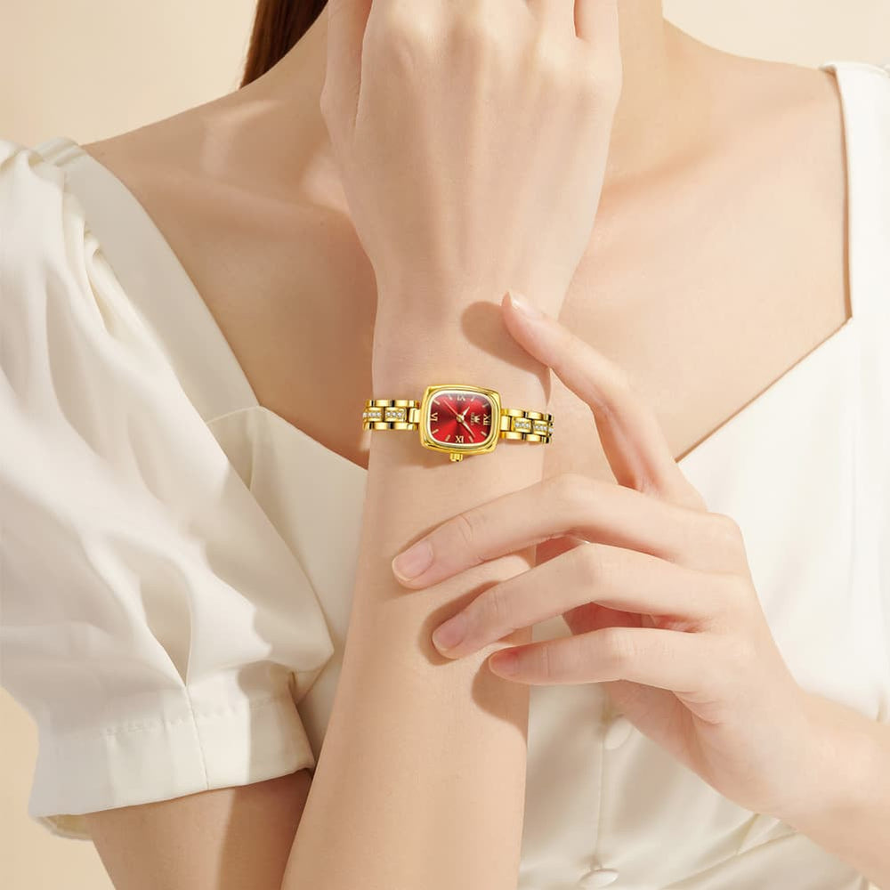 OLEVS 3695 Petite Crystal Bracelet Quartz Womens Watch - Rose Pink Watch | Olevs Watch Store