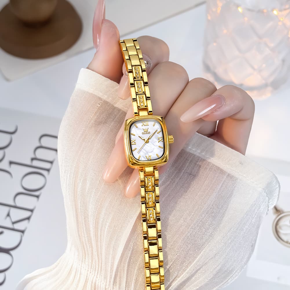 OLEVS 3695 Petite Crystal Bracelet Quartz Womens Watch - Rose Pink Watch | Olevs Watch Store