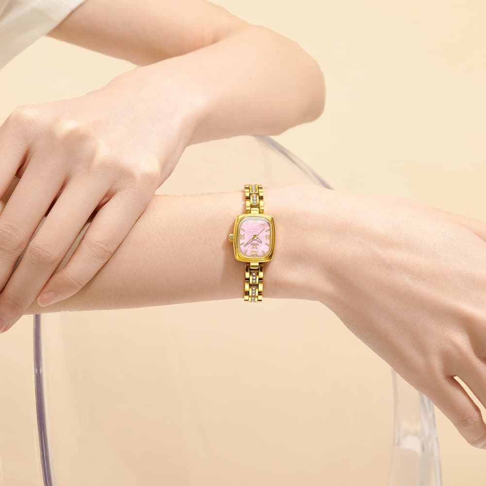 OLEVS 3695 Petite Crystal Bracelet Quartz Womens Watch - Rose Pink Watch | Olevs Watch Store