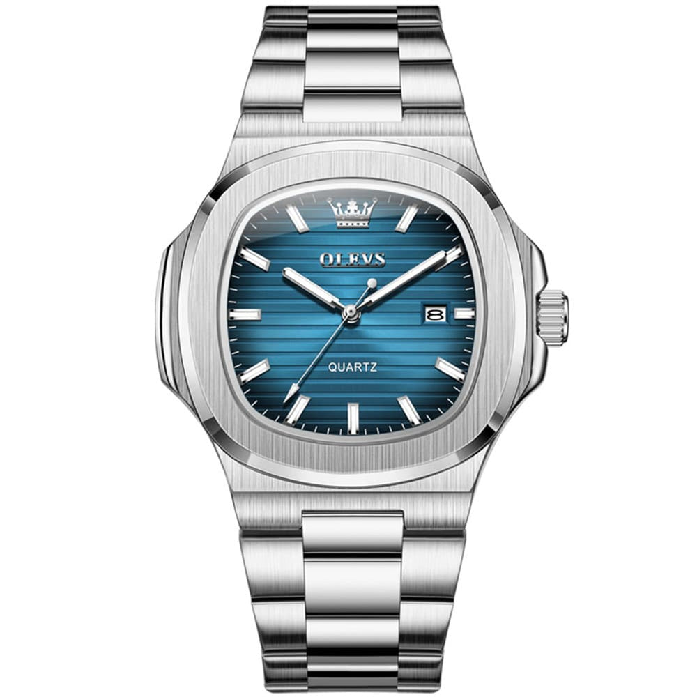 OLEVS 3696 Octagon Embossed Dial Luxury Sport Watch for Men - Deep Blue Watch | Olevs Watch Store