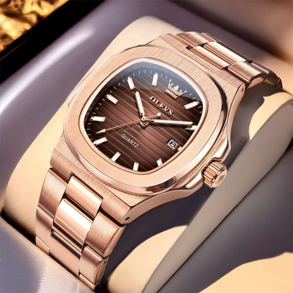 OLEVS 3696 Octagon Embossed Dial Luxury Sport Watch for Men