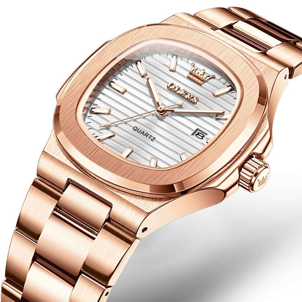 OLEVS 3696 Octagon Embossed Dial Luxury Sport Watch for Men