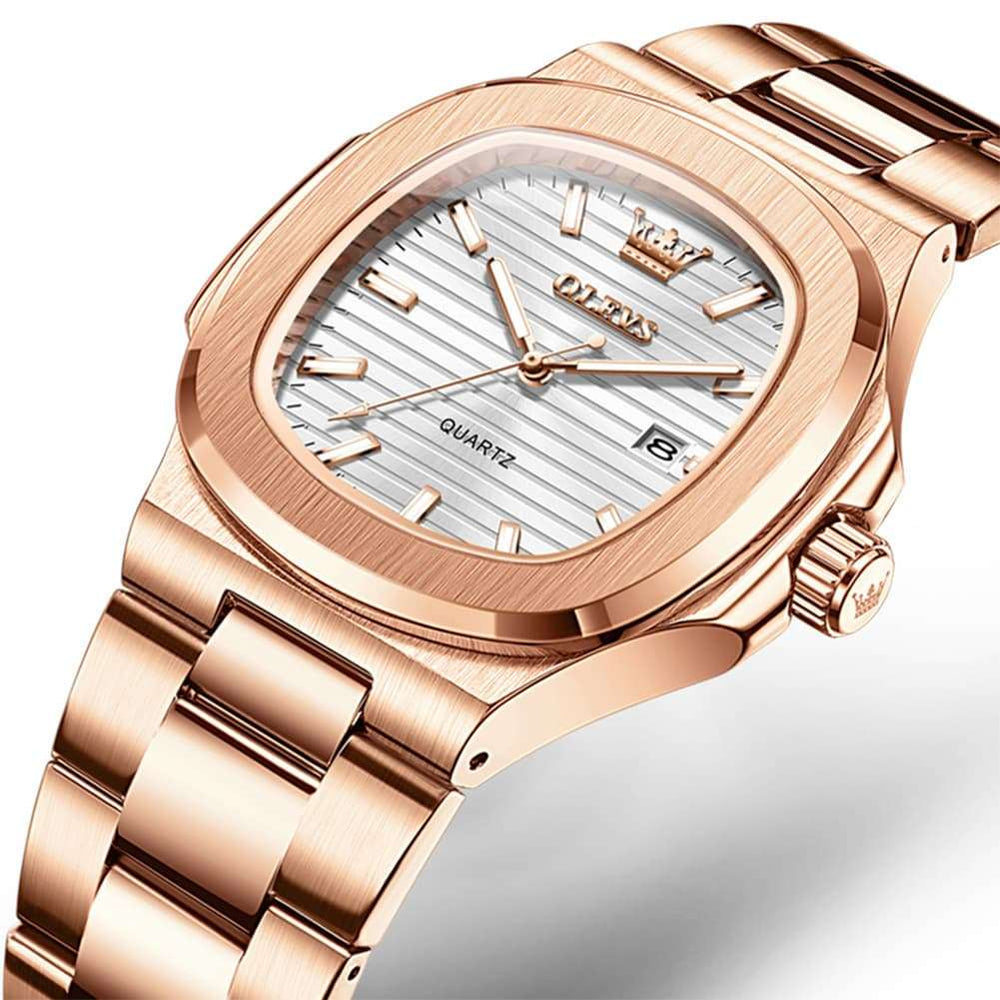 OLEVS 3696 Octagon Embossed Dial Luxury Sport Watch for Men